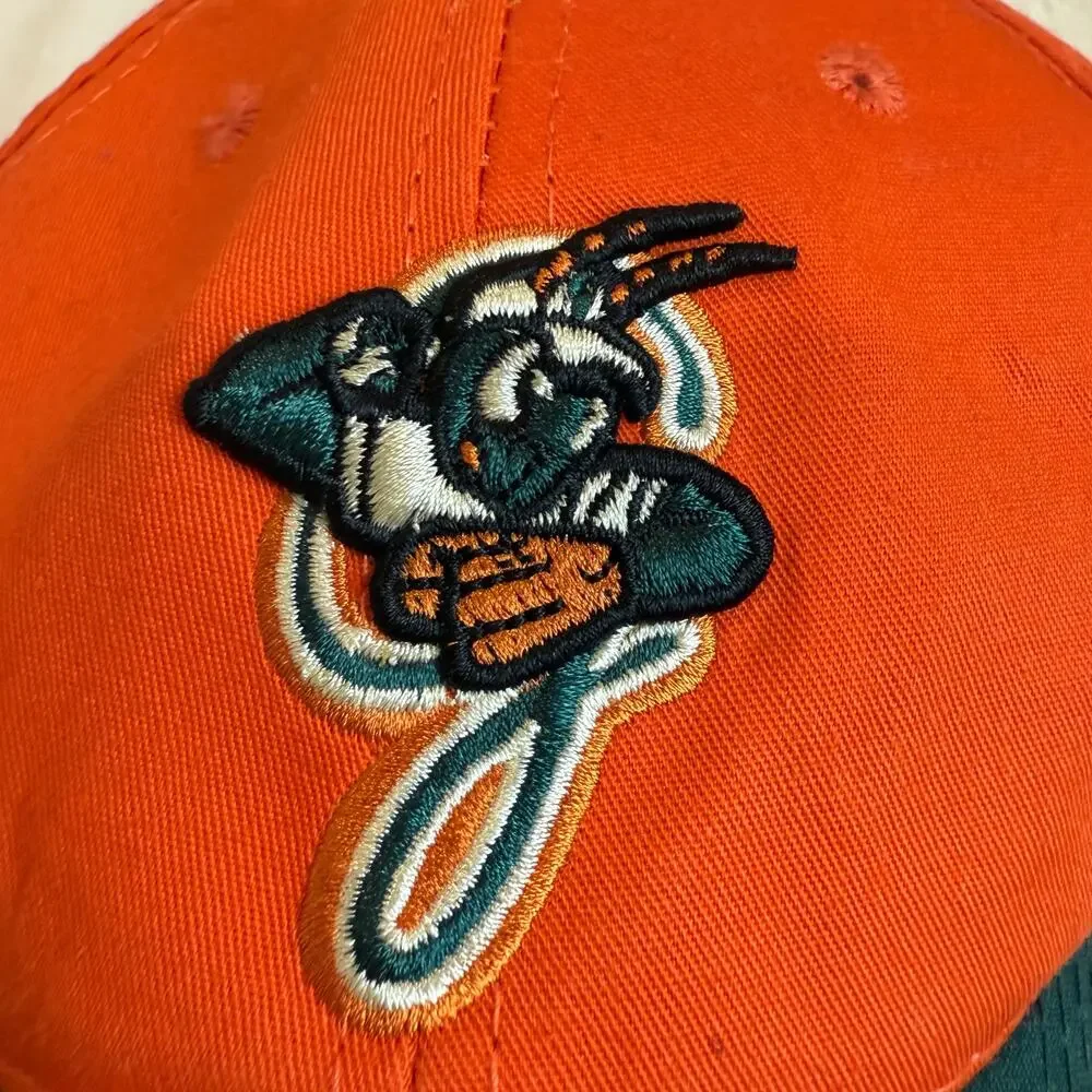 Vintage Baseball Hat Cap MiLB Greensboro Grasshoppers Minor League Orange Green